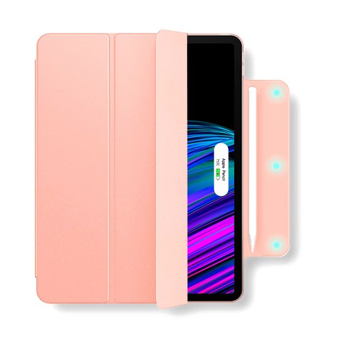뮤즈캔 애플펜슬 마그네틱 태블릿 PC 스마트 커버 케이스, 핑크