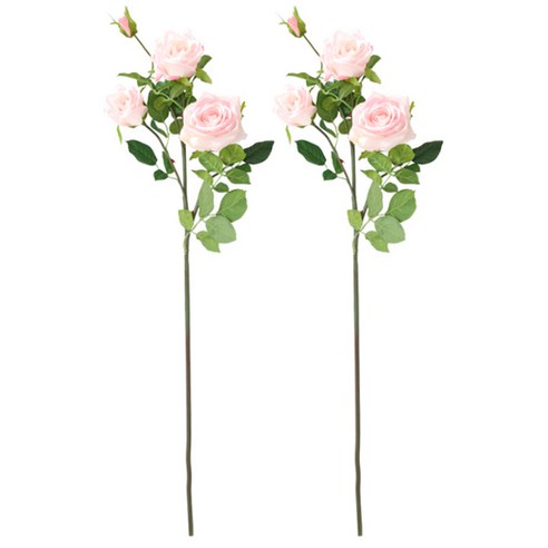 블럭마트 조화 북유럽풍 장미 5송이 x 2세트, 베이비핑크