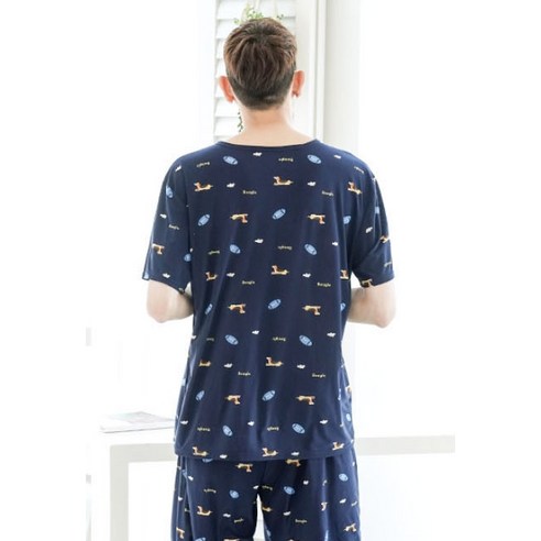 비글럭비 민트코코아 남성용 쿨 잠옷 상하의 세트: 편안하고 세련된 여름철 수면을 위한 이상적인 선택