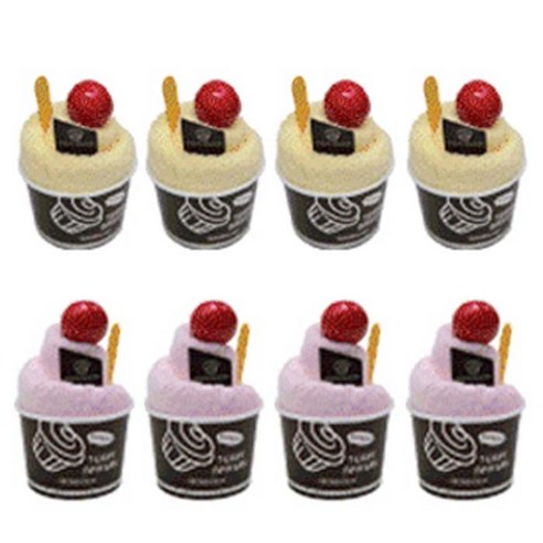 송월타월 아이스크림컵 핸드타월 2종 x 4p, 고구마, 딸기, 1세트