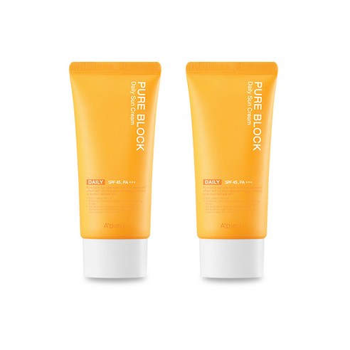 어퓨 퓨어 블록 내추럴 데일리 선크림 SPF45 PA+++, 2개