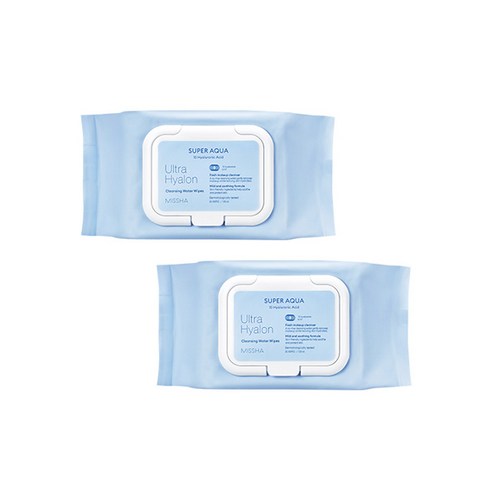 미샤 수퍼 아쿠아 울트라 히알론 클렌징 워터 티슈 캡형, 2개