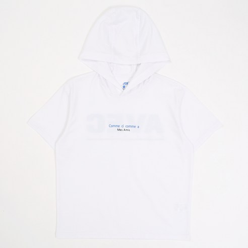 제이씨비 주니어용 냉감 소재 레터링 나염 후드 반팔 티셔츠 P350