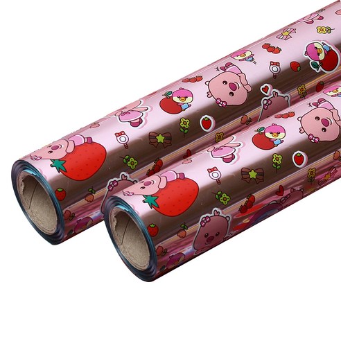 위드 뽀로로 증착롤 포장지 소 26.5cm x 12m, 핑크, 2개