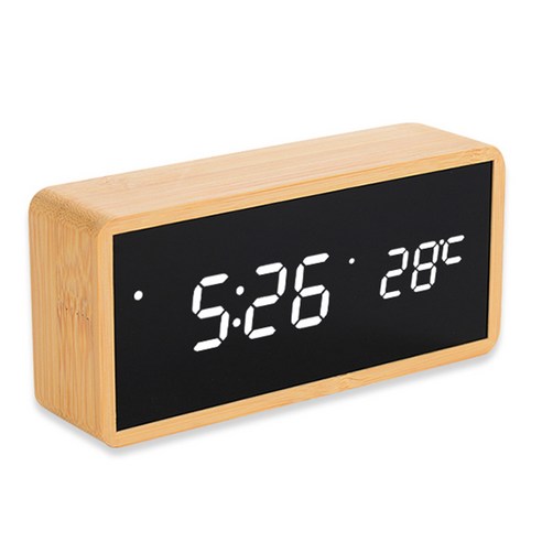 스마트코비 직각 우드 LED 탁상시계 R1299, 흑경