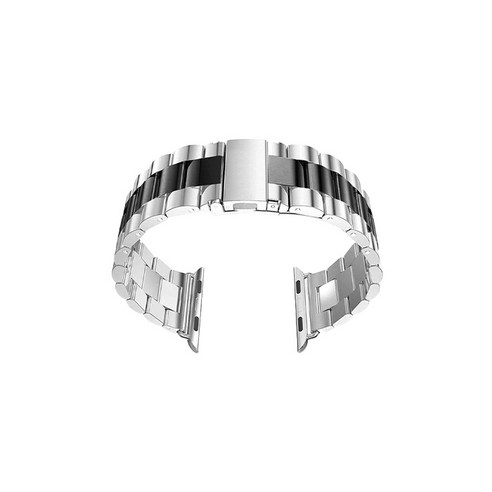 비쉐르 애플워치 3/4/5 투톤 엑설런트 메탈 밴드 (42/44mm 호환 가능), 블랙 + 실버, 1개