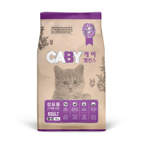 캐비 어덜트 고양이 밸런스 건식사료, 닭, 15kg, 1개