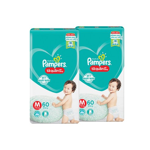 팸퍼스 베이비드라이 팬티형 기저귀 아동공용 M 3단계(7~12kg), 120매