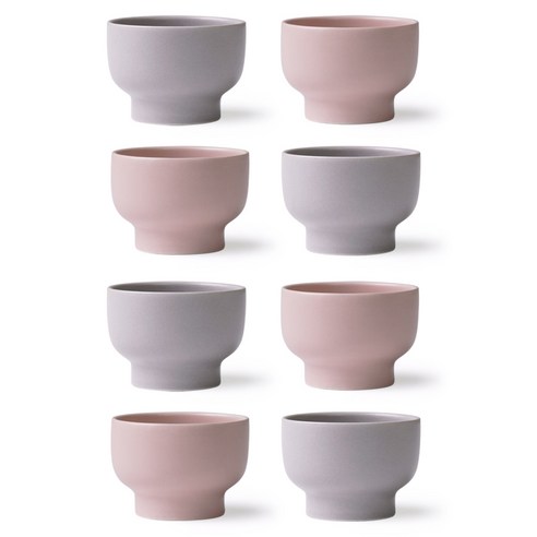 보울보울 볼볼 홈파티 소주잔 2종 60ml, 애쉬그레이, 파우더핑크, 4세트