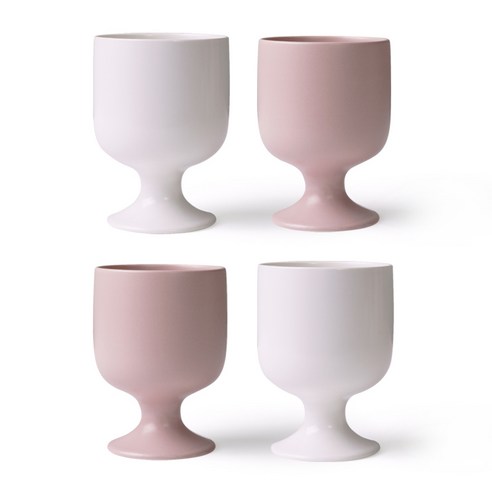 보울보울 볼볼홈파티 감성템 고블렛잔 400ml, 밀크화이트, 파우더핑크, 4개