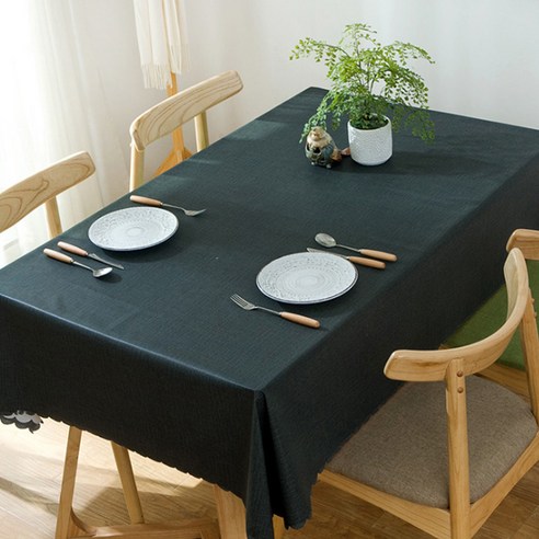 마켓피오 북유럽 방수 식탁보, 블랙, 120 x 120 cm