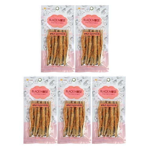 블랙노즈 강아지 소프트 스틱 간식 70g, 우피 + 닭고기 혼합맛, 5개