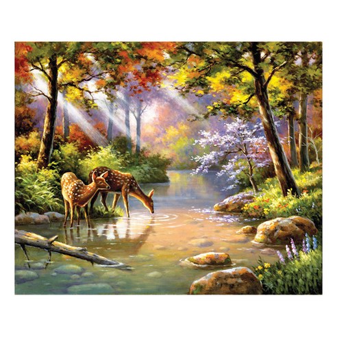 케이엠엘리 3D 보석십자수 50 x 40 cm, 삶의 쉼터, 1세트