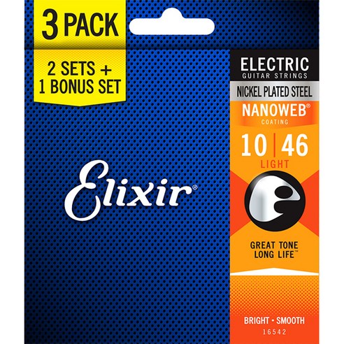 엘릭서 Electric NANOWEB Light 10-46 일렉스트링 16542, 상세 설명 참조0, One Color, 1개