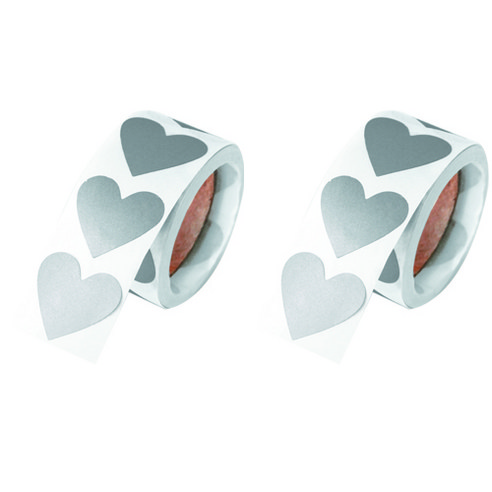 도나앤데코 제미 스크래치 하트 롤스티커 2.8 x 2.5 cm, 실버, 2개