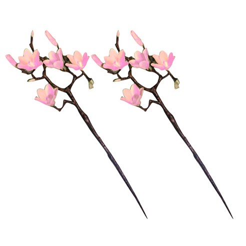 블럭마트 조화 목련꽃 가지나무 웨딩소품 2p, 핑크