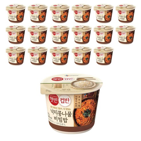 햇반 컵반 낙지콩나물비빔밥, 216g, 18개