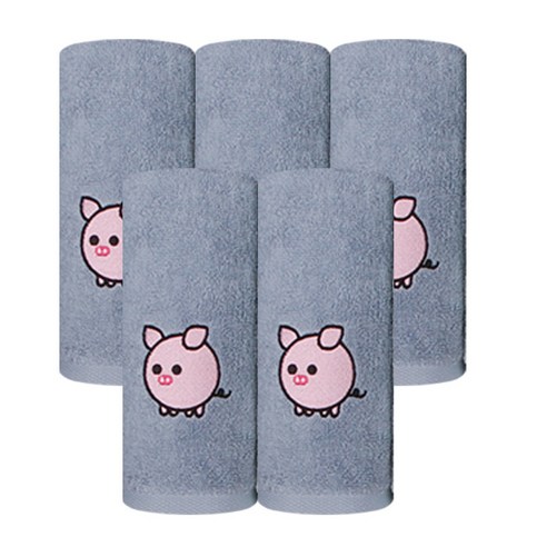 송월타월 십이지 수건 130g 30수 면사, 돼지(블루), 5개