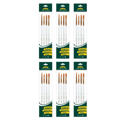 모닝글로리 4500 아티스트 믹스붓 4p 세트, 5호(세필붓), 2호, 6호(평붓), 1/4(앵글붓), 6세트