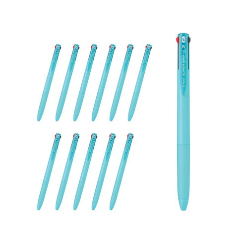 파이롯트 슈퍼그립G3 3색 다색볼펜 0.7mm BPKGG-30F, 라이트블루, 12개