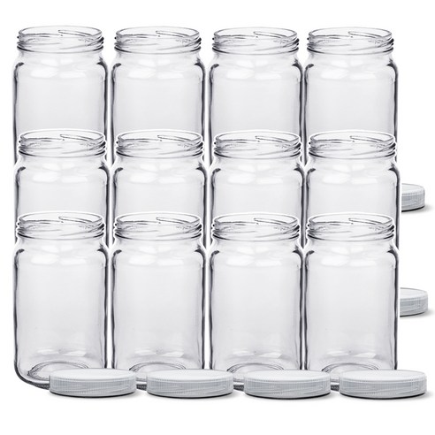 MIRKOREA PP캡 W 잼병 사각형 500 SK400S, 450ml, 12개