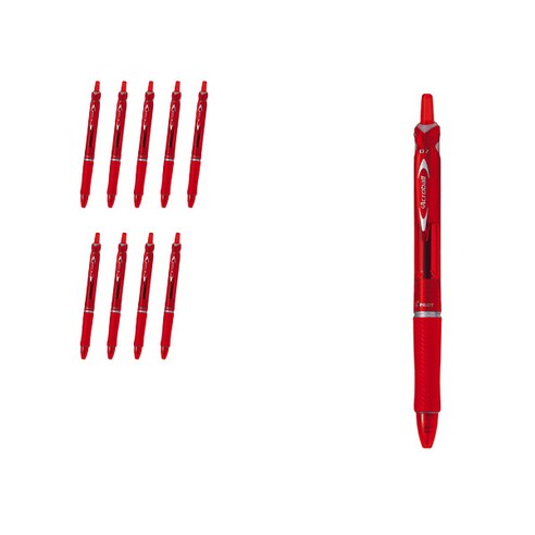 파이롯트 아크로볼150 유성볼펜 0.7mm BAB-15F, 레드 + 레드심, 10개