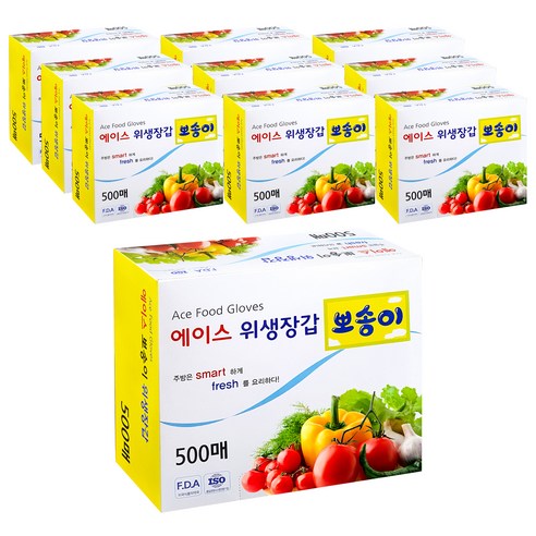 에이스 뽀송이 위생장갑 500매, 10개