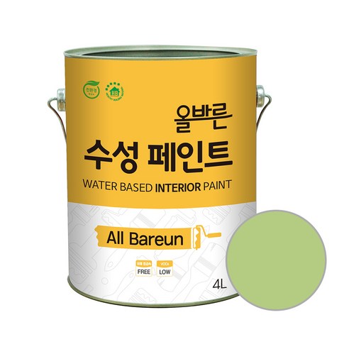 페인트인포 올바른 수성 페인트 4L, 프레쉬그린, 1개, 4000ml