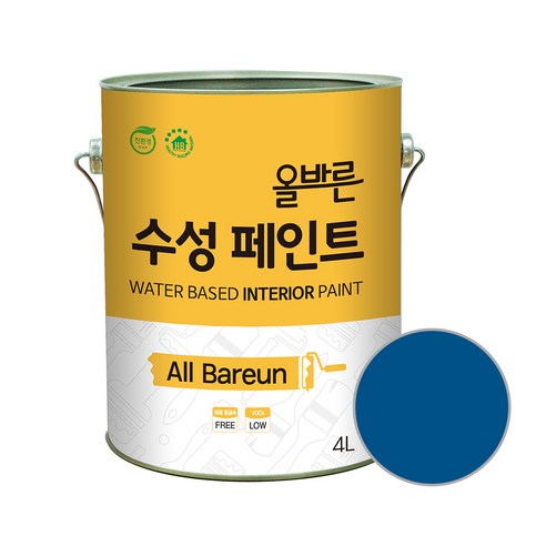 페인트인포 올바른 수성 페인트, 르그랑블루, 1개, 4L