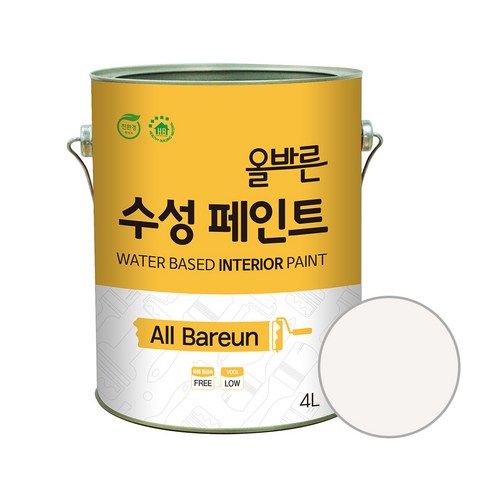 페인트인포 올바른 수성 페인트 4L, 화이트, 1개