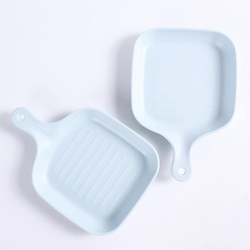 칠린 멜라민웨어 사각 후라이팬 접시세트 하늘빛그레이, 1세트, 접시 2p