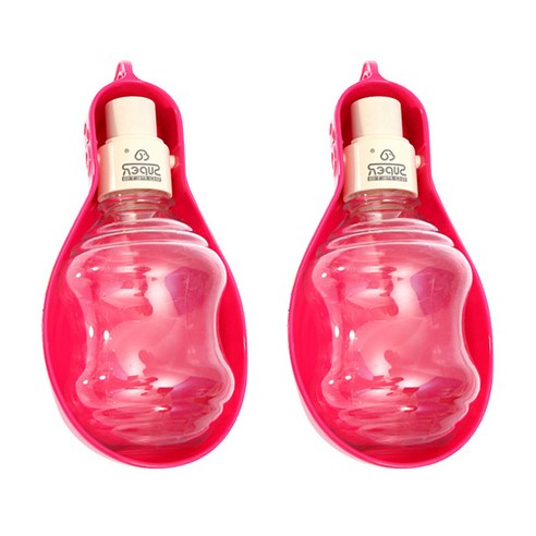 블럭마트 타원형 강아지물병 250ml, 비비드 레드, 2개