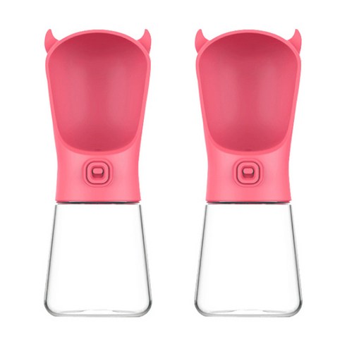 블럭마트 드라큘라 휴대용 강아지물병 350ml, 핑크, 2개