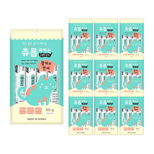 츄릅 짜먹는 고양이간식 스틱형 60g, 참치 + 연어 혼합맛, 10개