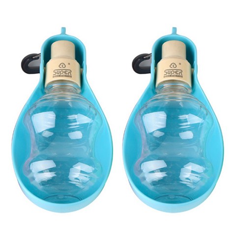 블럭마트 타원형 강아지물병 250ml, 파스텔 블루, 2개