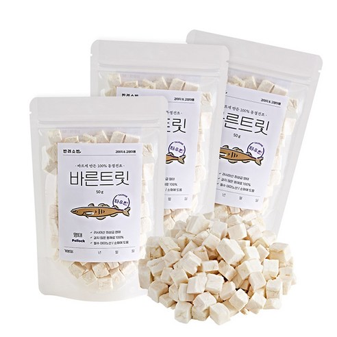 반려소반 강아지 트릿 50g, 명태, 3개