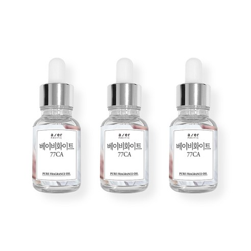 아제르퍼시픽 프래그런스 CPL 아로마 프리미엄 오일 30ml x 3p + 시향지 랜덤발송 3종 세트, 베이비화이트(77CA)