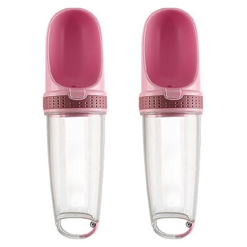 블럭마트 슬림 휴대용 반려동물 물병 350ml, 핑크, 2개
