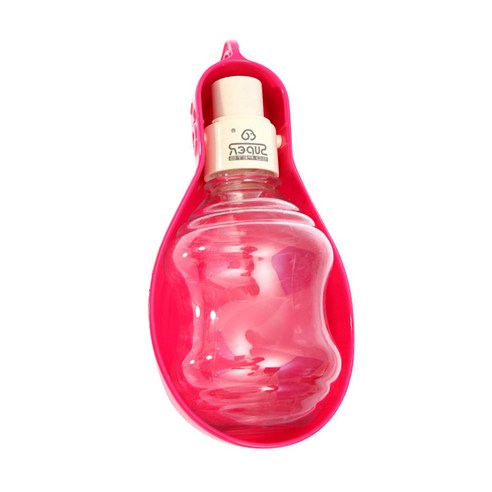 블럭마트 타원형 반려동물 물병 250ml, 비비드 레드, 1개