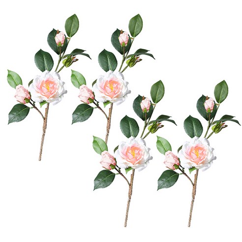 블럭마트 조화 동백꽃 인테리어 장식꽃 4p, 핑크