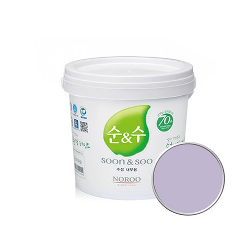 노루페인트 순앤수 KS 2급 벽지 벽면용 수성페인트 2L, 라벤더02 NR6039