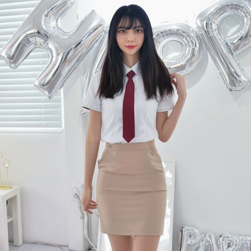 교복몰 여아용 스판 허리조절 스커트 하복, 연베이지