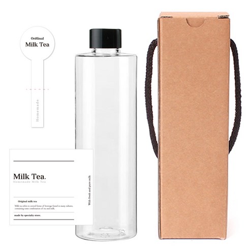 투명 페트병 250ml AC250 + 일반캡 검정 + 병라벨 클래식밀크티 + 캡봉인라벨 + 박스, 10세트