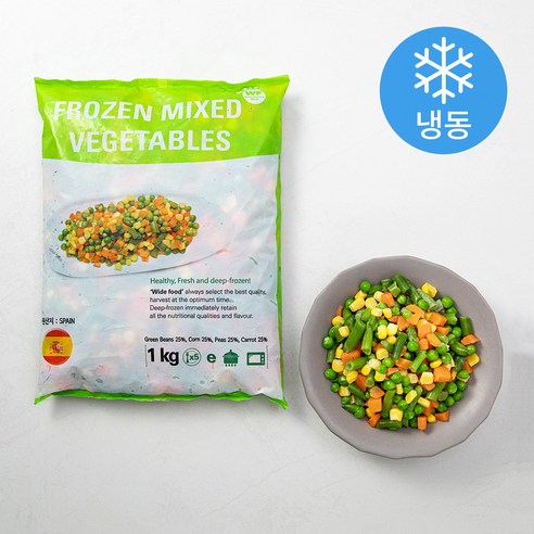 마당발 혼합야채 4종 당근 / 완두콩 / 그린빈스 / 옥수수 (냉동), 1kg, 1봉