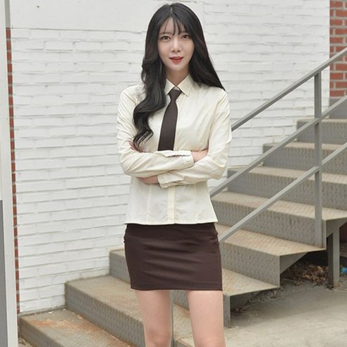 교복몰 여아용 스판 스커트, 밤색