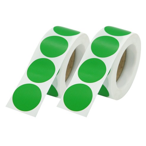 블린 무지 원형 컬러 포장 롤 스티커, 초록, 2개