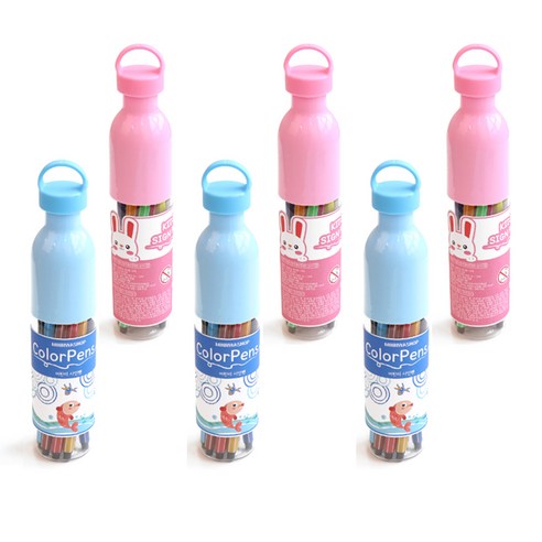 민화 수성 사인펜 12색 2종 x 3p, 핑크, 파랑, 1세트