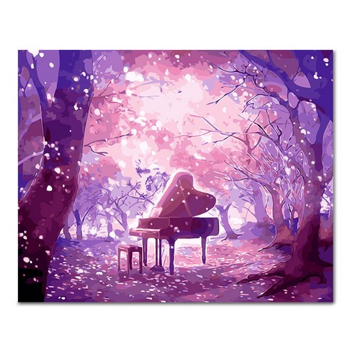아디코 DIY 명화 그리기 핑크숲과 피아노, 혼합색상, 1개