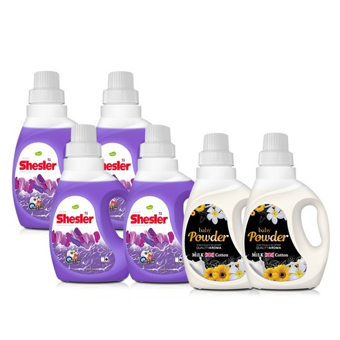 쉬슬러 mini 액상세제 본픔 로즈마리 650ml x 4p + 퍼퓸 파우더 650ml x 2p 세트, 1세트