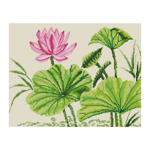 아이러브페인팅 풍경 DIY 보석십자수 50 x 40 cm, 단아한 연꽃, 1세트